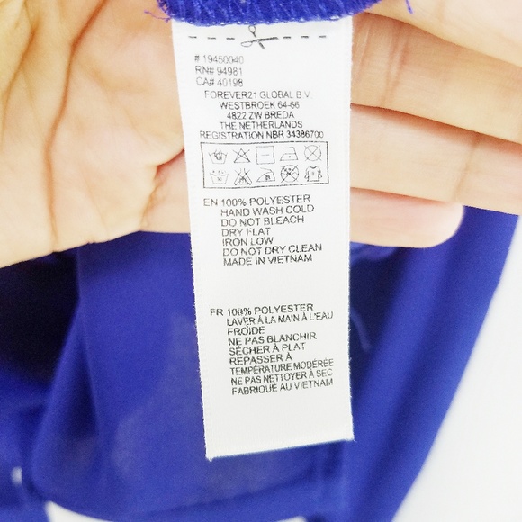 Forever 21 Blue Open Back Button-Down Blouse S - Picture 7 of 8